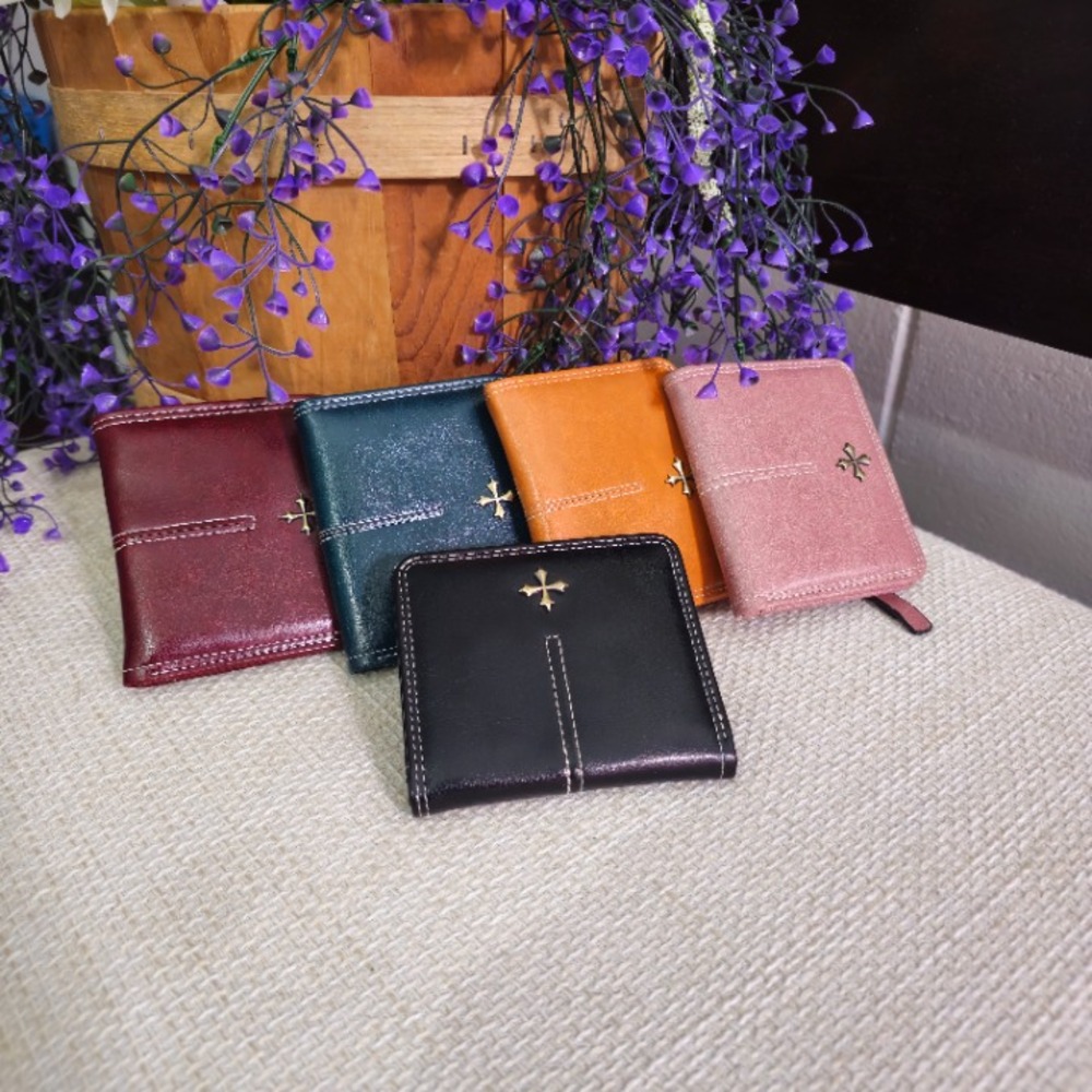Gothic Cross Stud Bifold Snap Wallet | Rust Orange | 4x4in - Picture 8 of 8